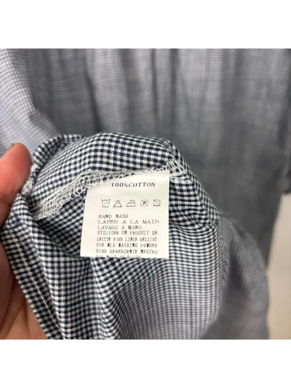 ✨3/$30 Grifflin Paris M Gingham Long Sleeve Embroidered Cotton Dress Cottagecore - Picture 5 of 5